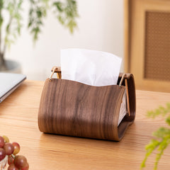 North America Black Curved Wood Grain Tissue Holder with Metal Frame