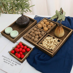 wooden serving tray set