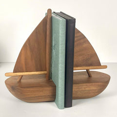 wooden sailboat bookend