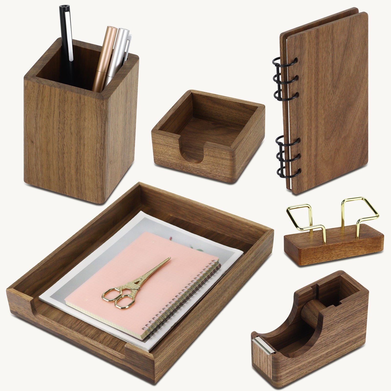 walnut wood desk organizer