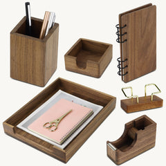 walnut wood desk organizer