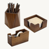 walnut wood desk set