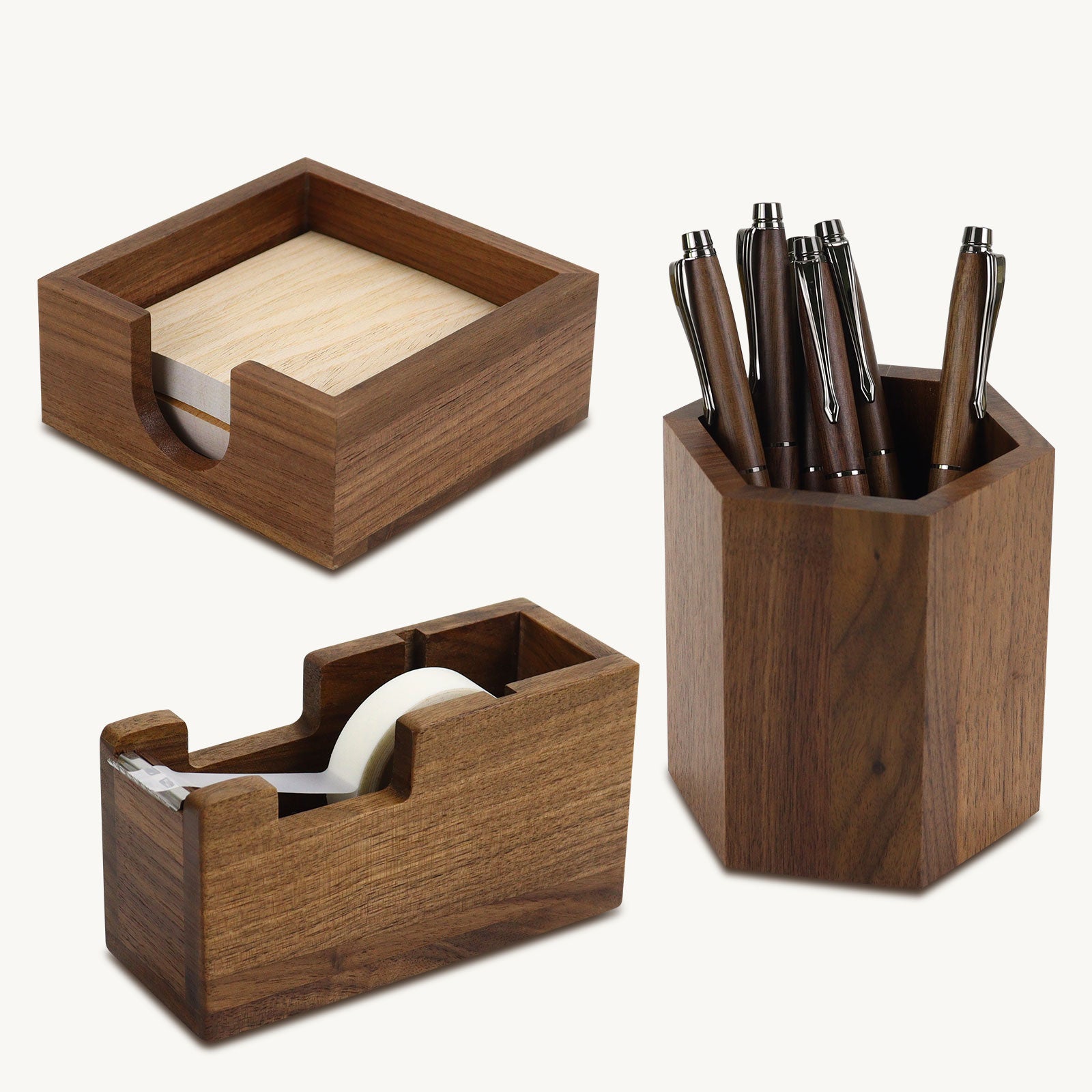 walnut wood desk organizer