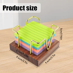 Walnut Wood Sticky Note Holder with Gold Metal Frame