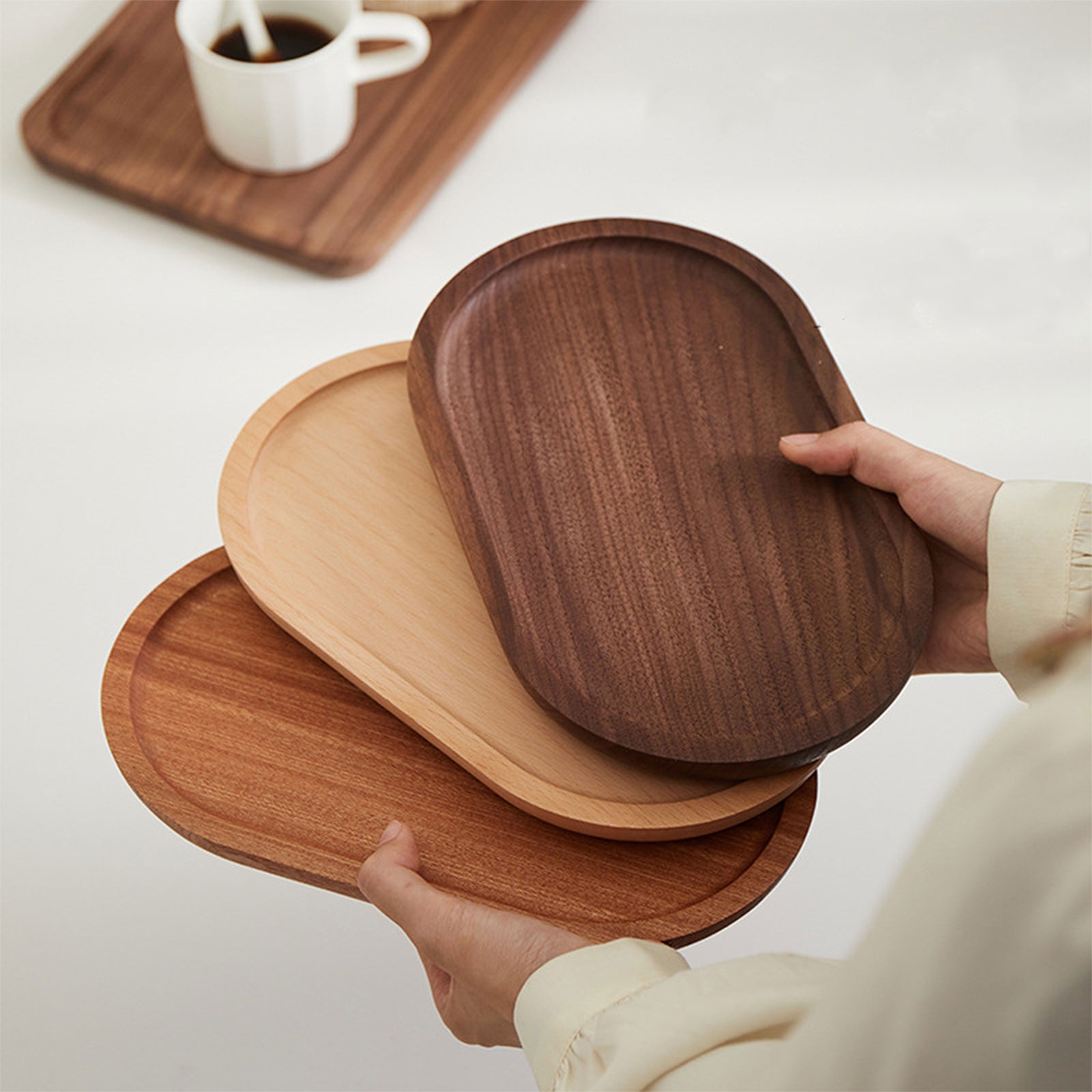 wooden oval serving tray