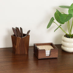 geometric wood pen holder