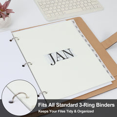 11" x 8.5" Ivory White Binder Dividers 12 Tab for 3 Ring Binders