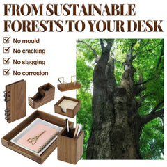 black walnut walnut desk organizer set