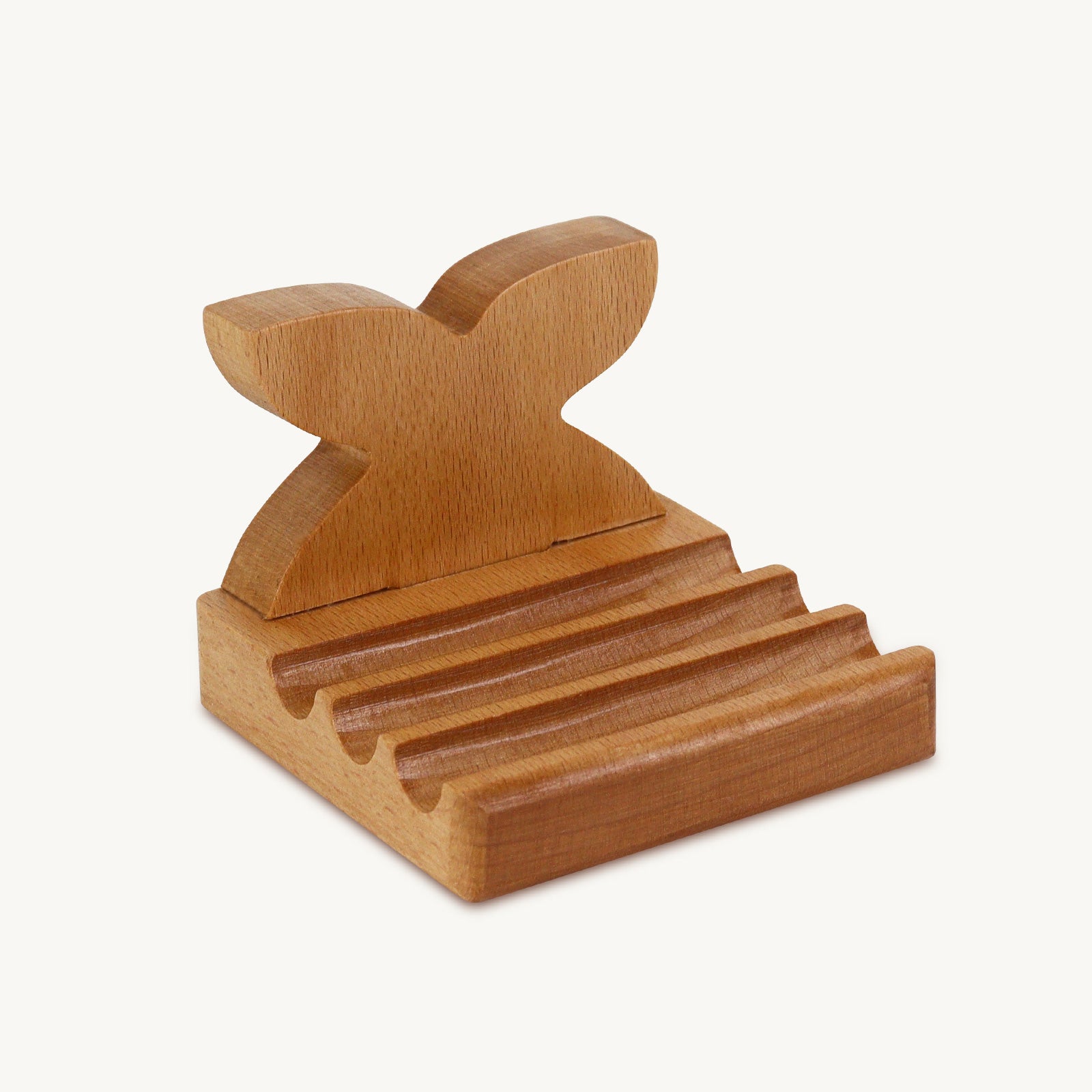 wooden whale tail phone holder
