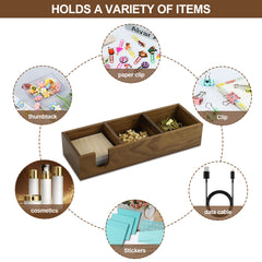 3-compartment wood tray