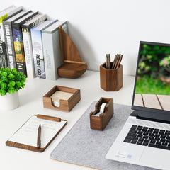 walnut wood desk organizer set