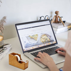 wooden desktop tape cutter