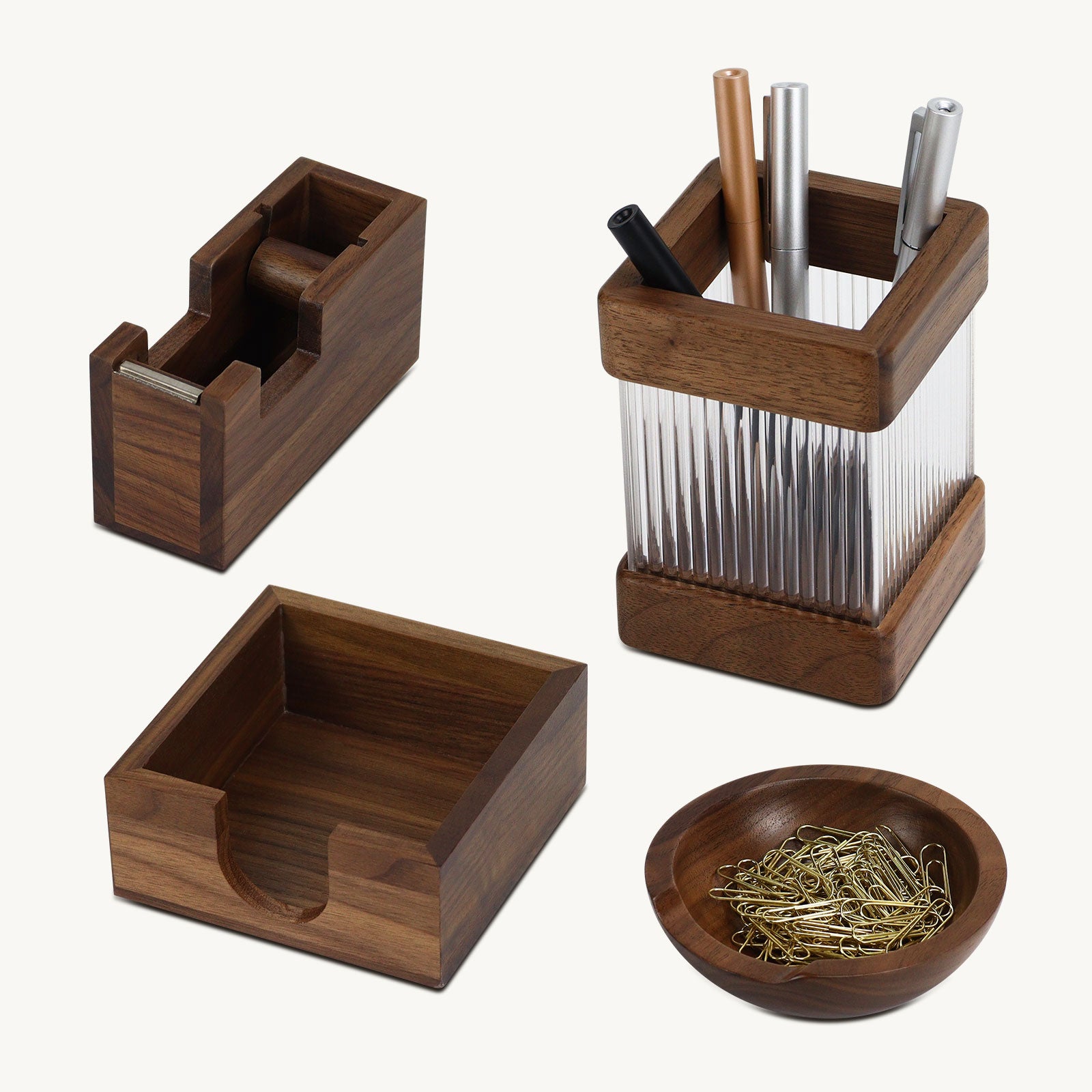 walnut wood desk organizer