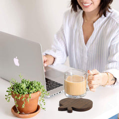 decorative wooden cup mat