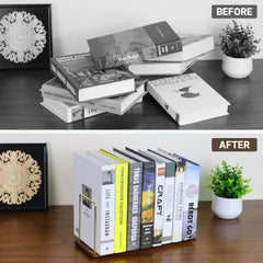 modern wood and brass bookends