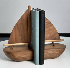 wood sailboat bookend