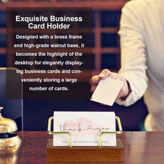 wood and brass card holder