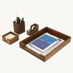 walnut desk organizer set