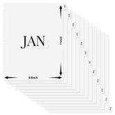 11" x 8.5" Ivory White Binder Dividers 12 Tab for 3 Ring Binders