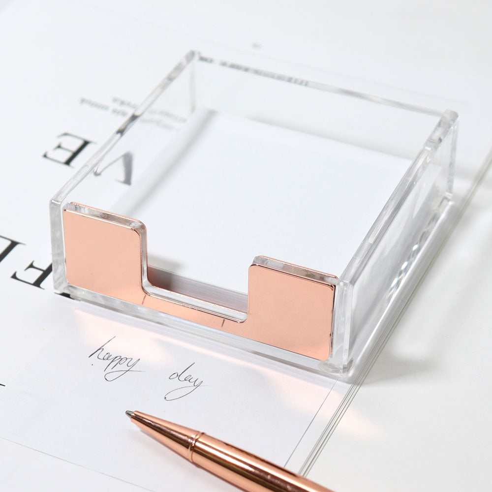 Acrylic Rose Gold Sticky Notes Memo Pad Holder