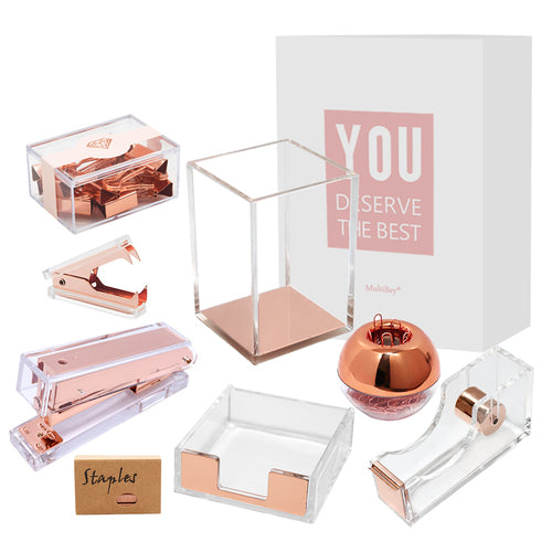 Acrylic Rose Gold Desk Organizer Set(8PC) – MultiBey - For Your
