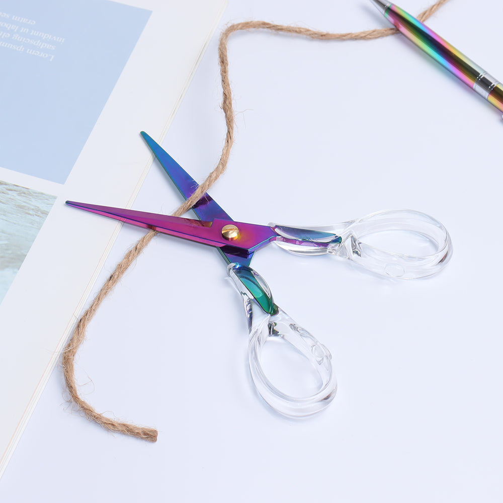 Acrylic Scissors Clear Rainbow Stylish Crafting Scissors Sharp Blade  Stainless