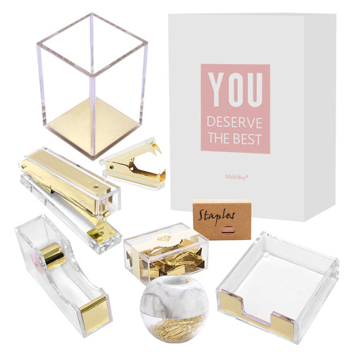 15 Stylish Desk Accessories to Make Your Office Shine - Gold & Acrylic  Office Accessories