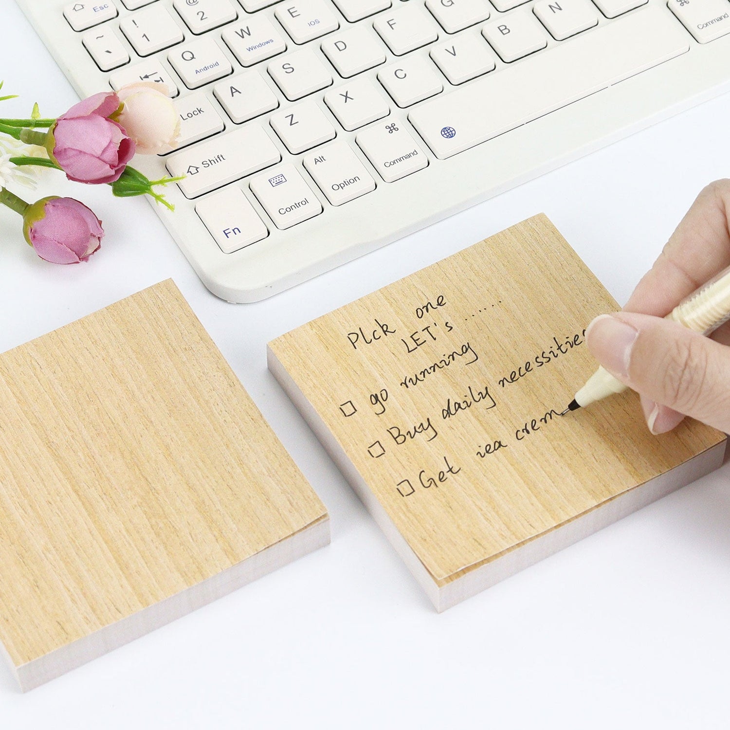 wooden sticky notes