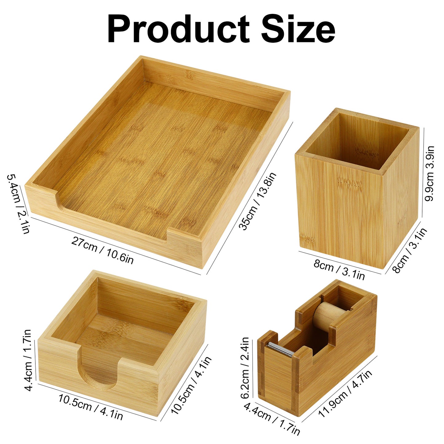 Wooden Desk Organizer Set of 4