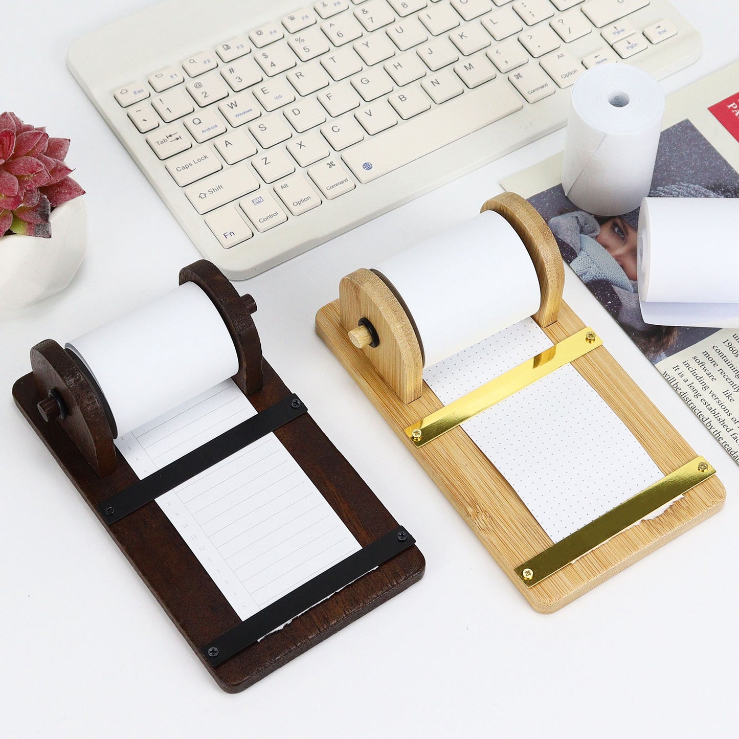 Wooden Desktop Paper Roll Dispenser