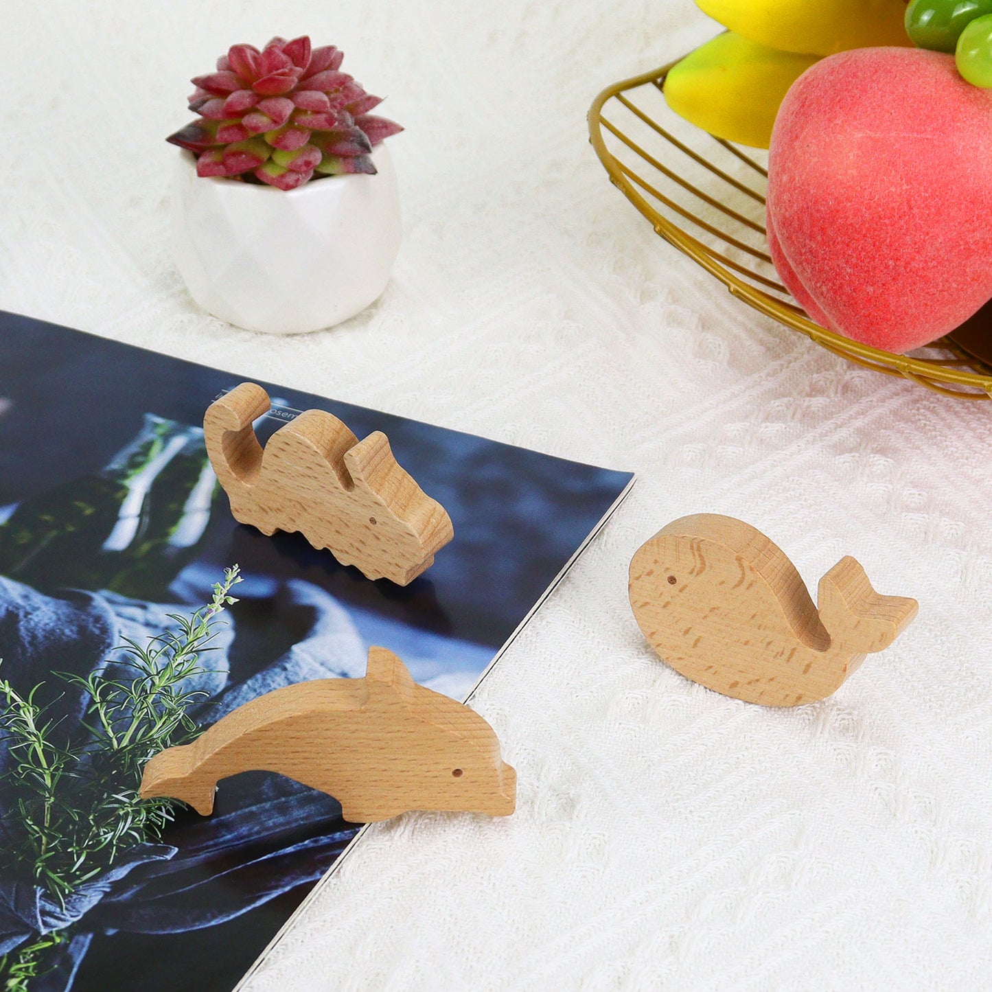 3 Pcs Marine Animals Wood Refrigerator Magnets