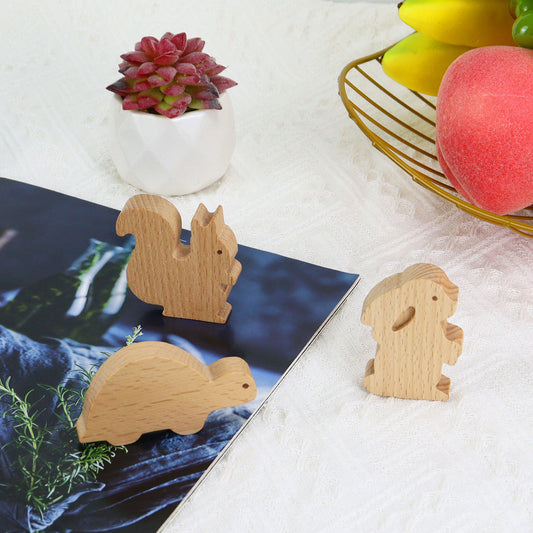 3 Pcs Cute Animals Wood Refrigerator Magnets