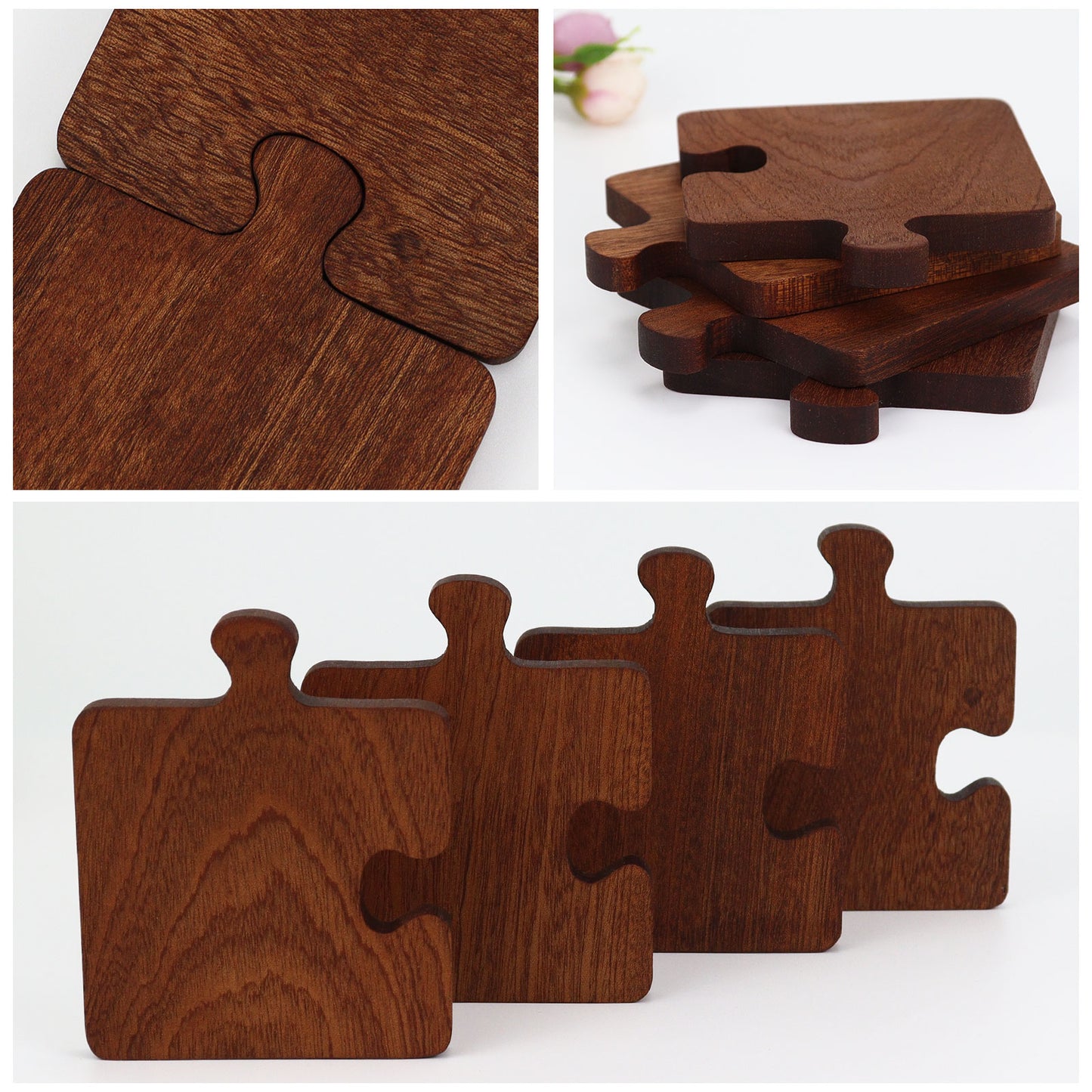 Wooden Puzzle Coaster Set of 4