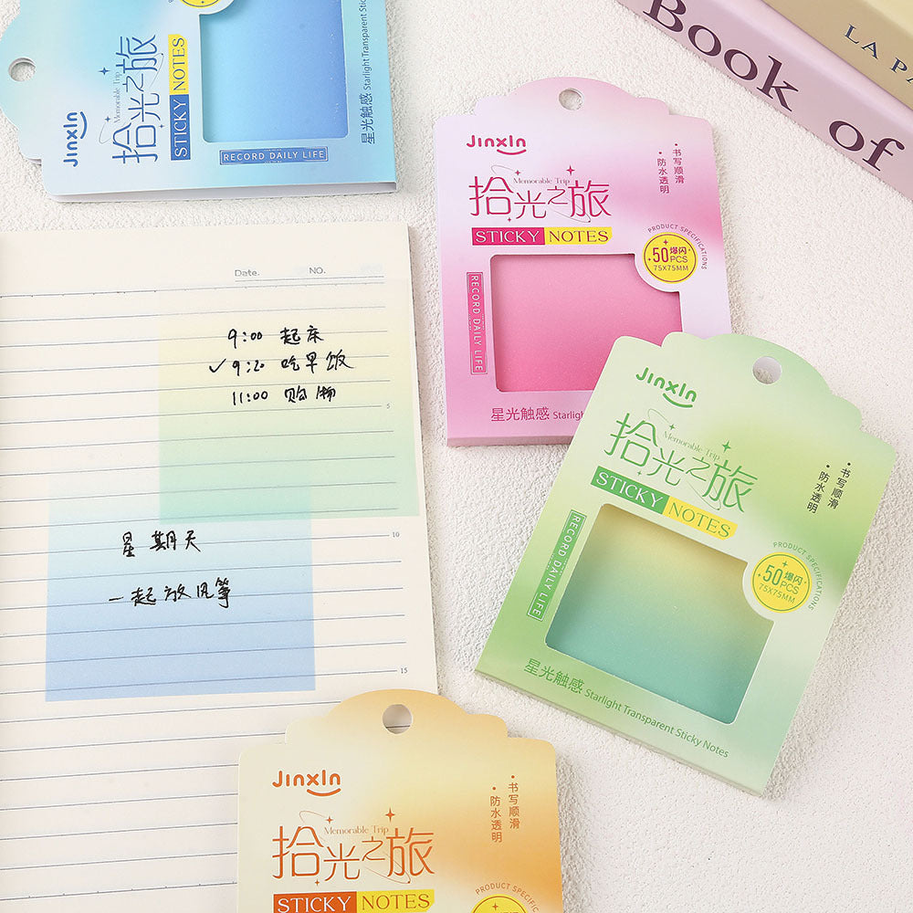 200 Sheets Sparkling Gradient Transparent Sticky Notes