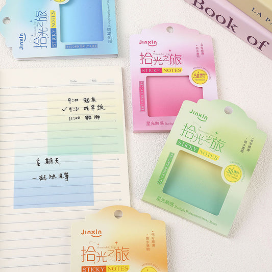 200 Sheets Sparkling Gradient Transparent Sticky Notes