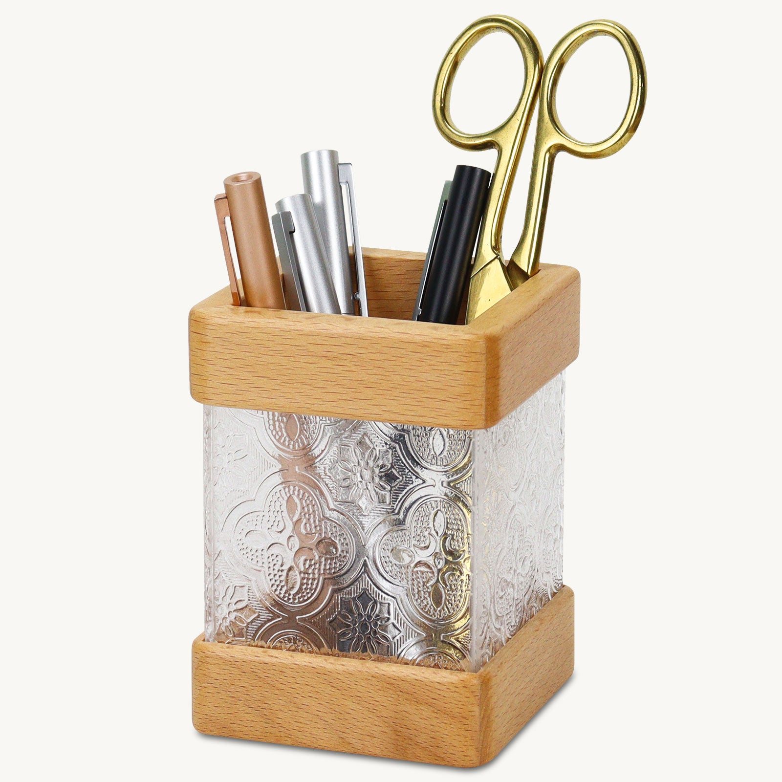 beech wood acrylic pen holder