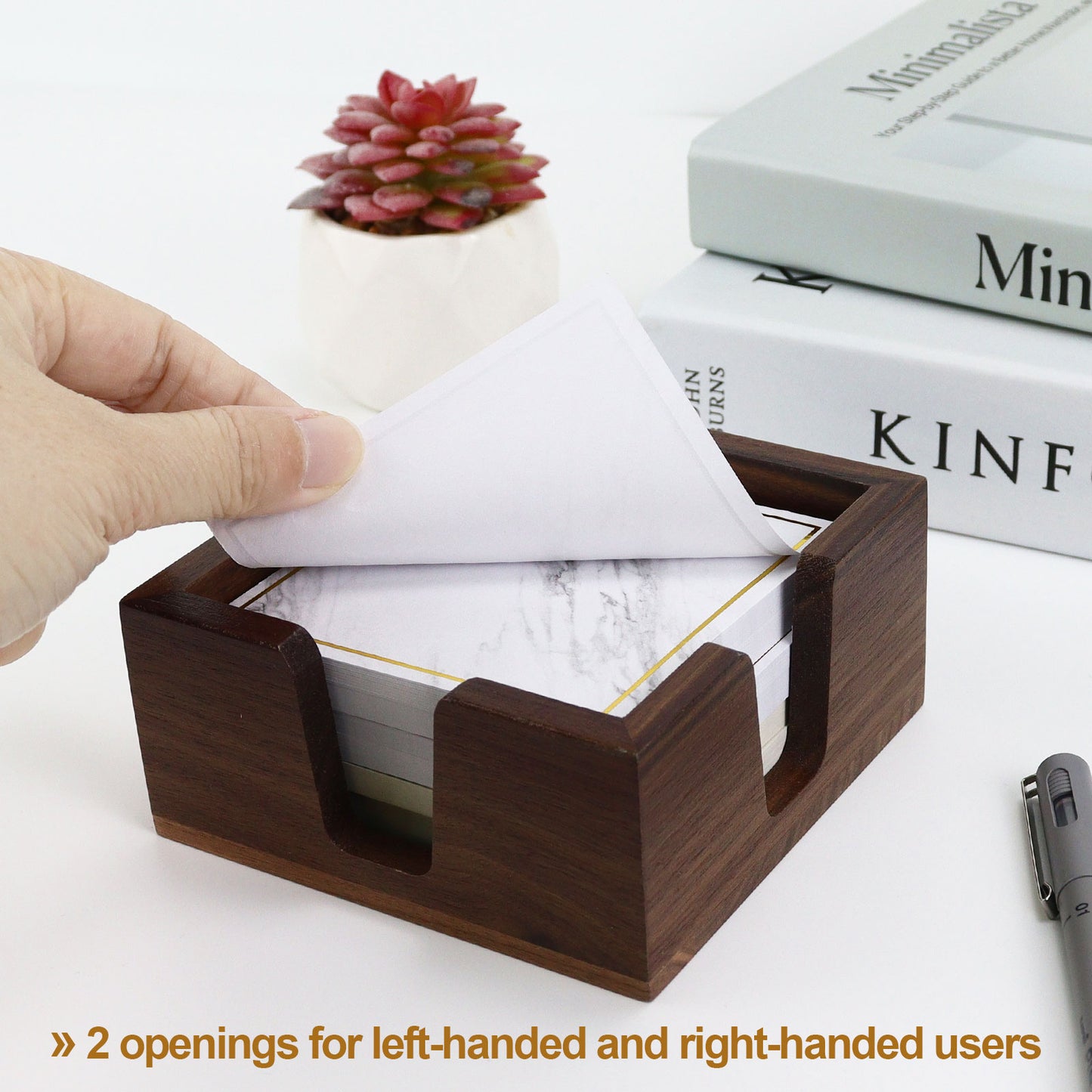 Wood Sticky Note Holder With Two Opening Side