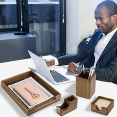 4-Piece North American Black Walnut Office Organizer Set