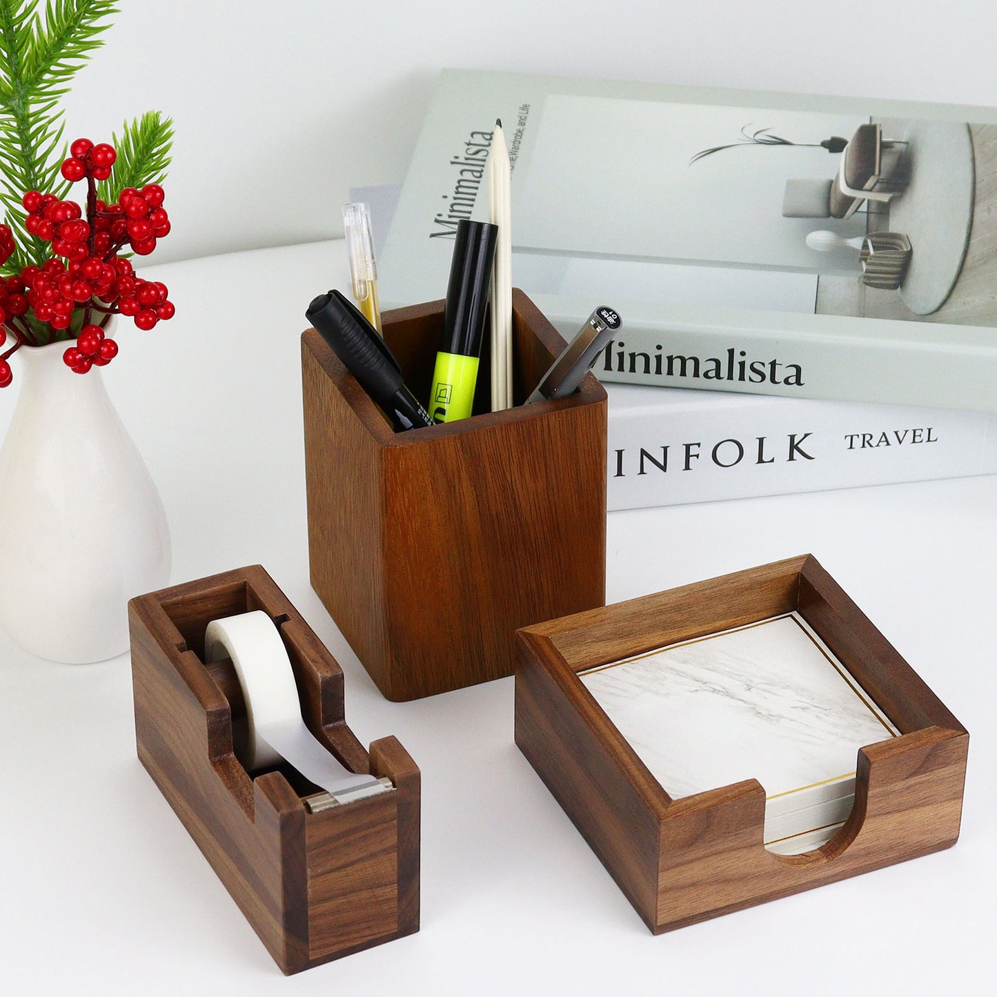 Wooden Desk Organizer Set of 3