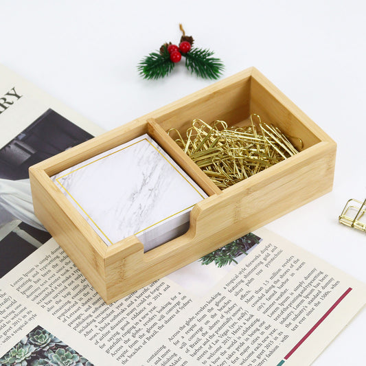 Wooden Sticky Note Holder with 2-Compartment