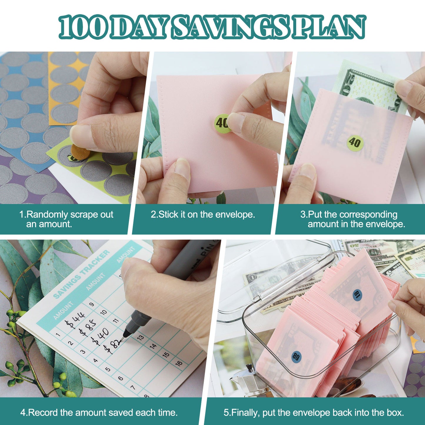 100days acrylic saving challenge box with scratch sticker