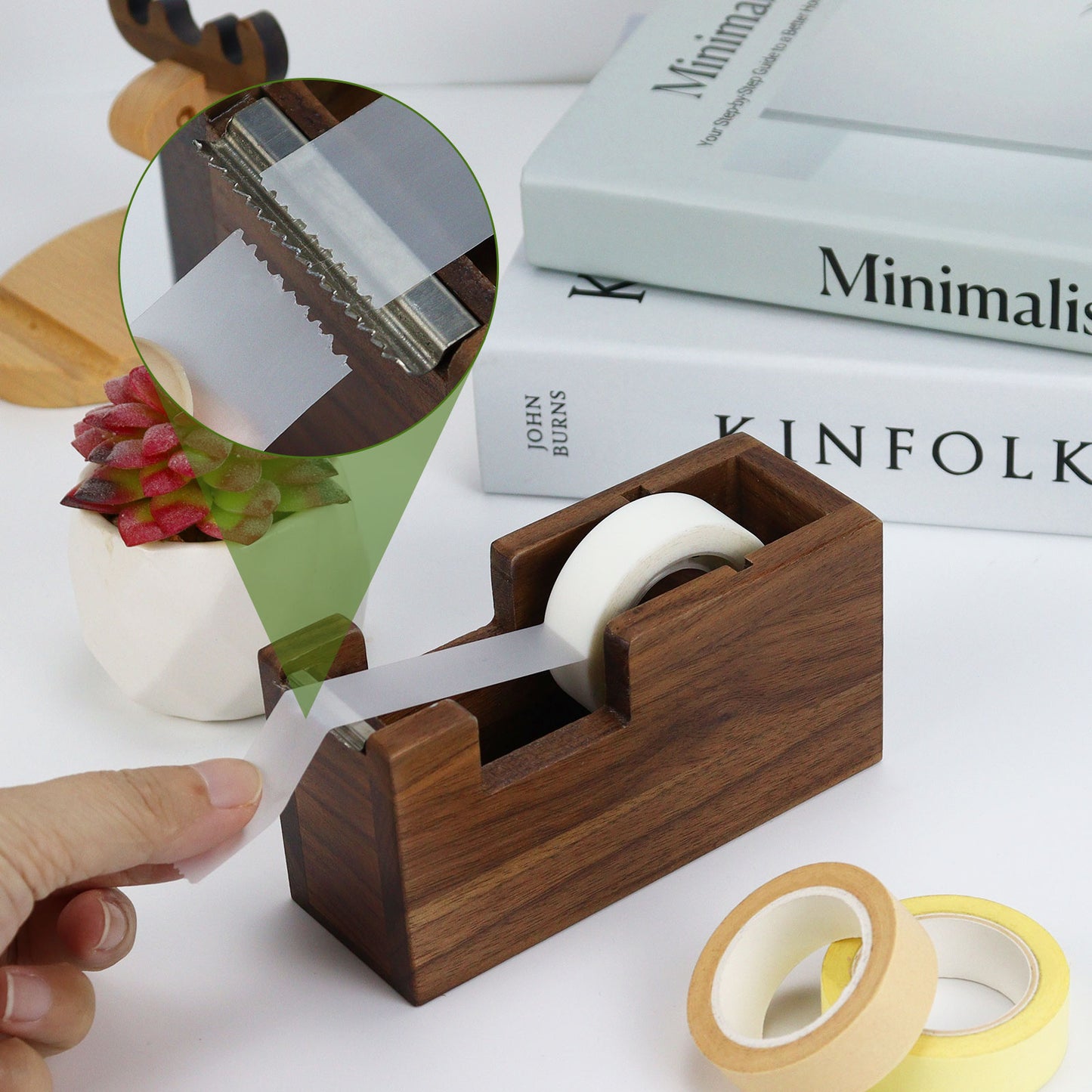 Wooden Tape Dispenser Cutter