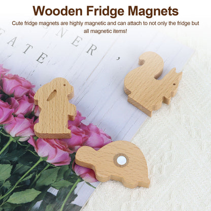 3 Pcs Cute Animals Wood Refrigerator Magnets