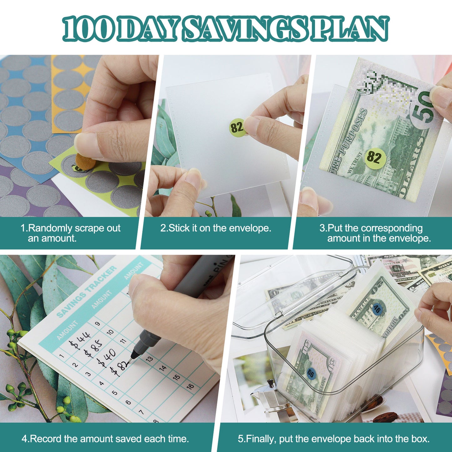 100days acrylic saving challenge box with scratch sticker