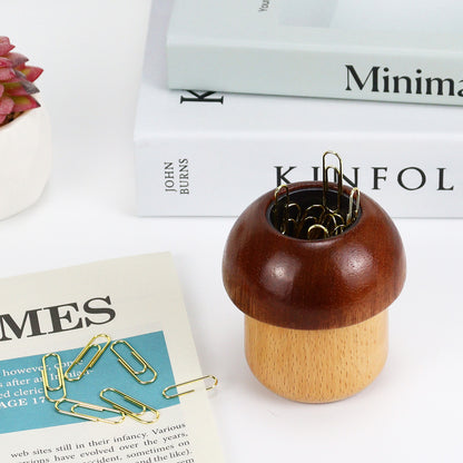 Wooden Mushroom Paper Clip Holder