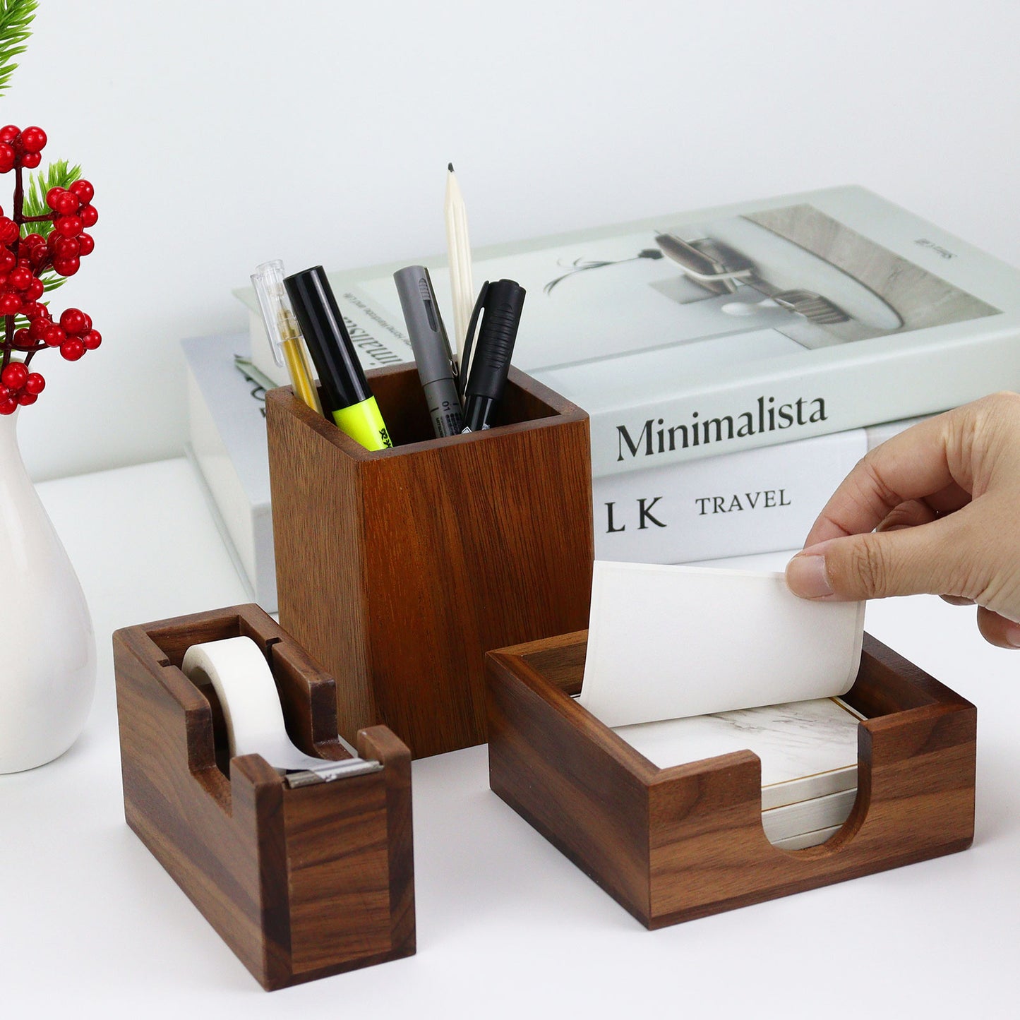 Wooden Desk Organizer Set of 3