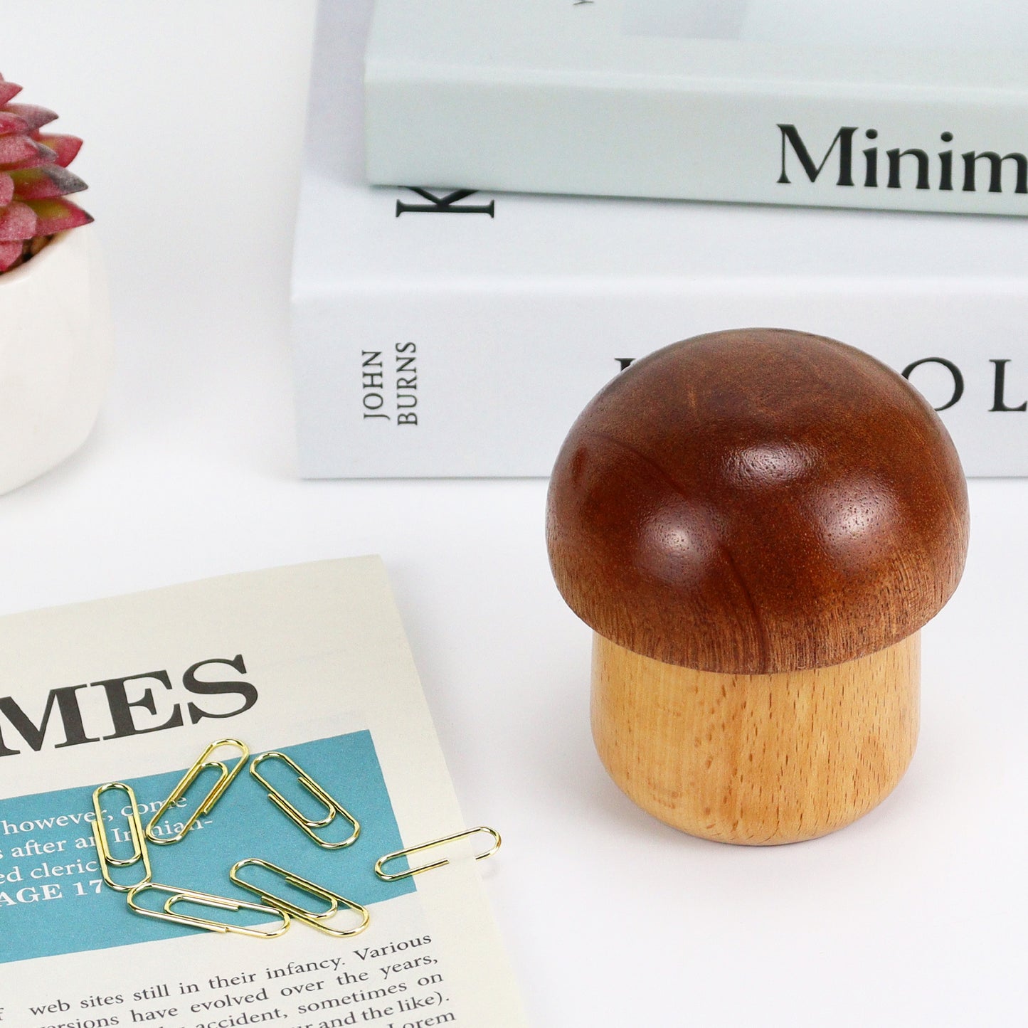 Wooden Mushroom Paper Clip Holder