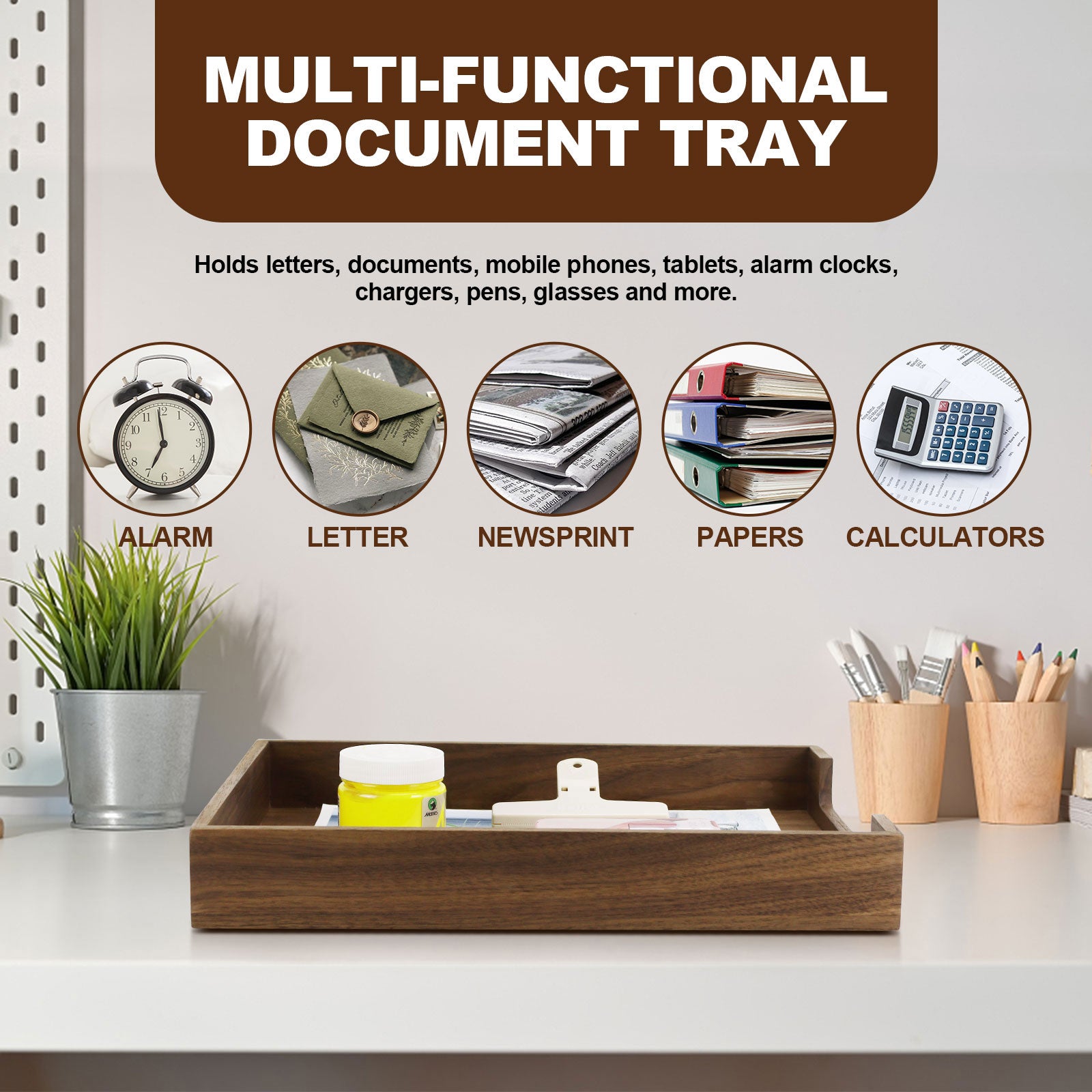 4-Piece North American Black Walnut Office Organizer Set