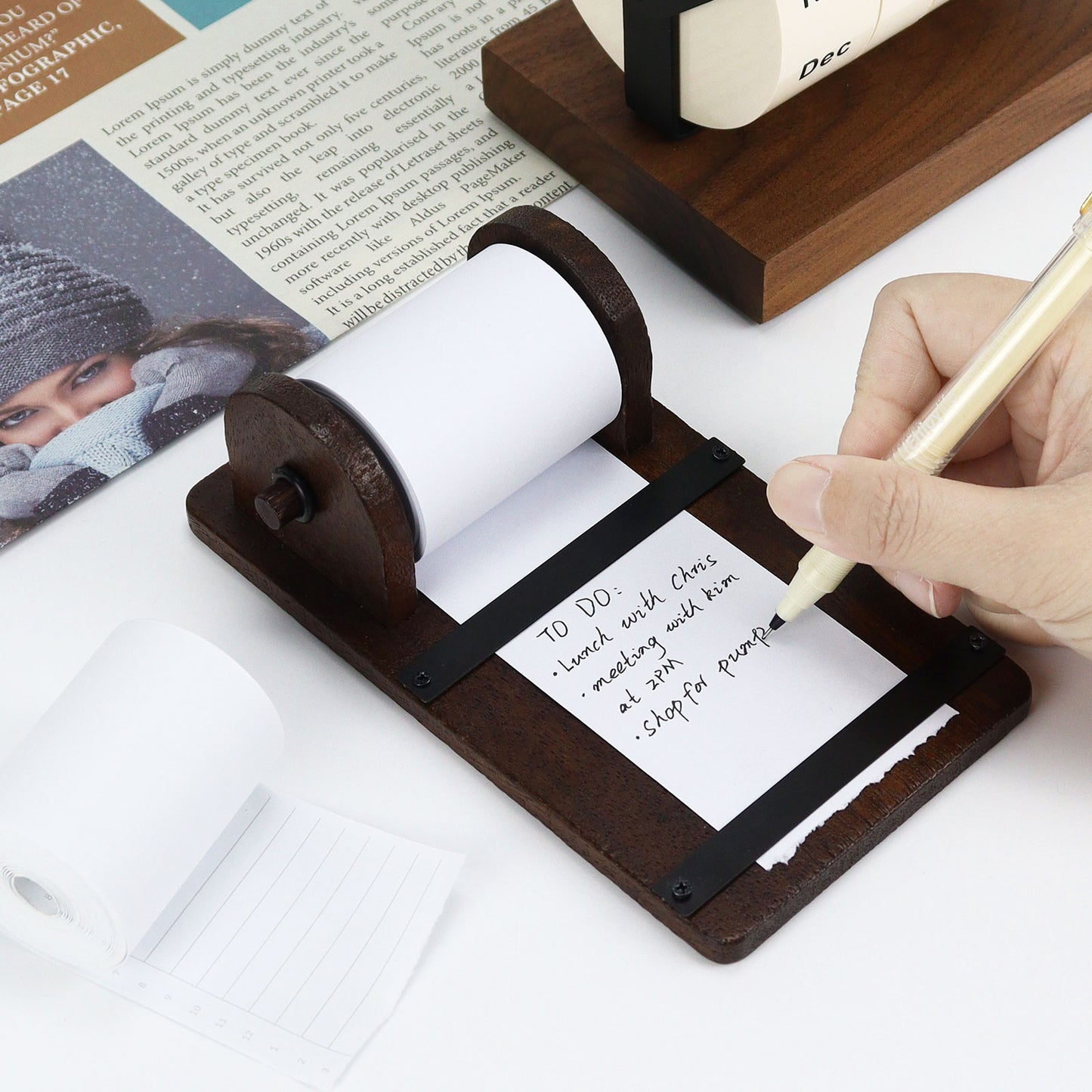 Wooden Desktop Paper Roll Dispenser