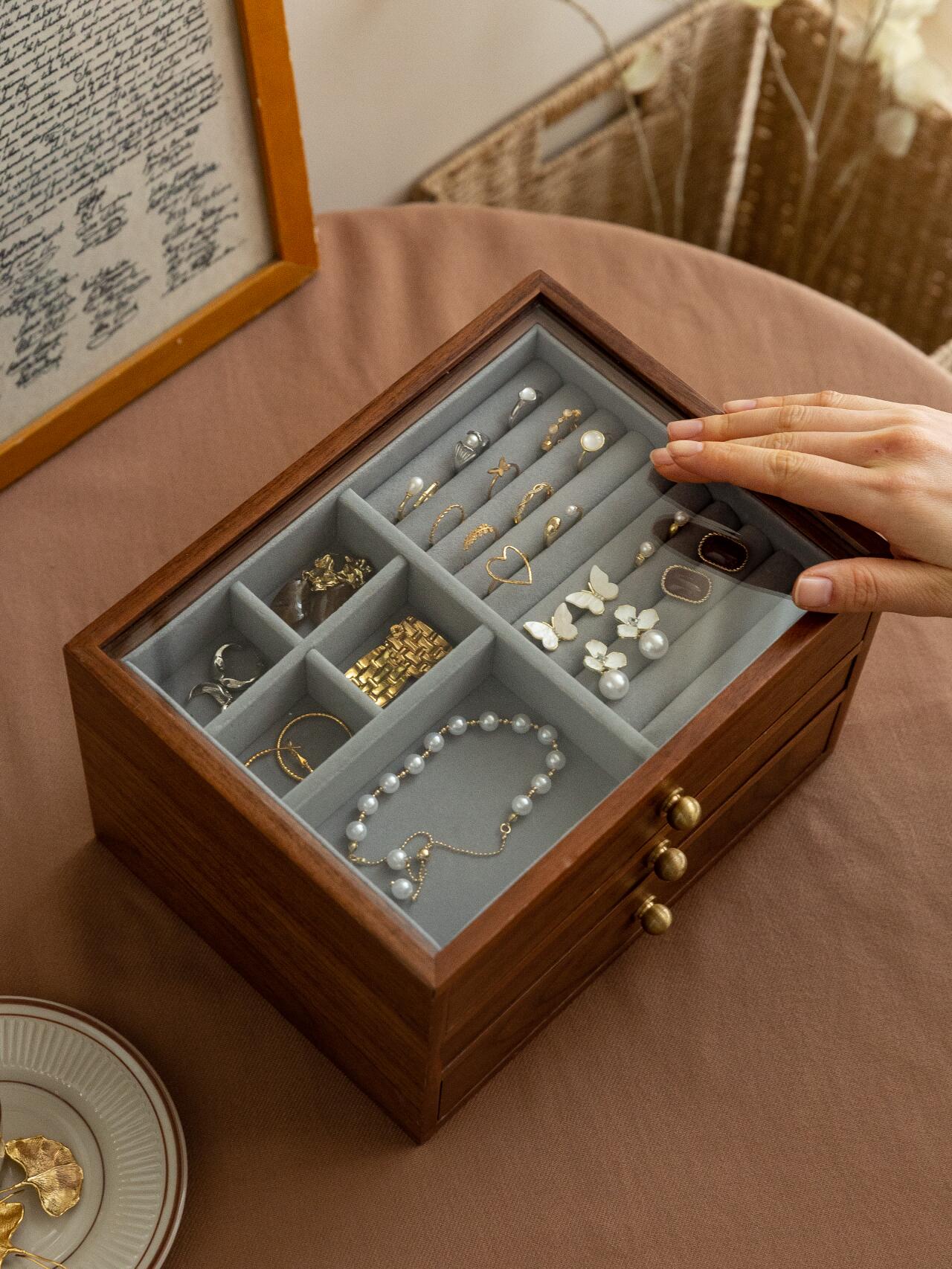 wooden jewelry storage